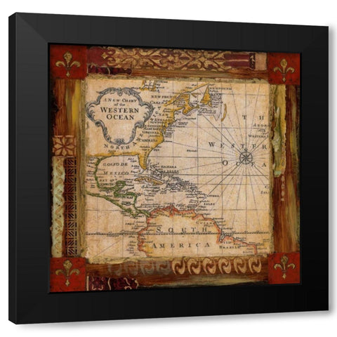 Corners of the Earth Black Modern Wood Framed Art Print by Tava Studios