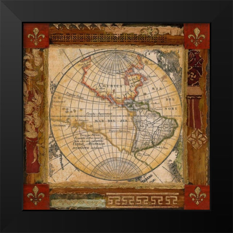 Corners of the Earth Black Modern Wood Framed Art Print by Tava Studios