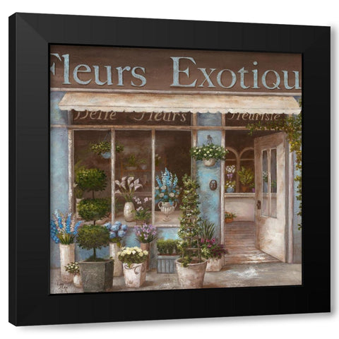 Fleurs Exotique Black Modern Wood Framed Art Print by Nan