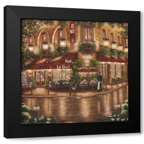 Cafe le Buci Black Modern Wood Framed Art Print with Double Matting by Brown, Betsy
