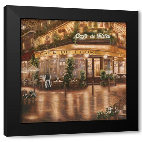 Cafe de Flore Black Modern Wood Framed Art Print with Double Matting by Brown, Betsy