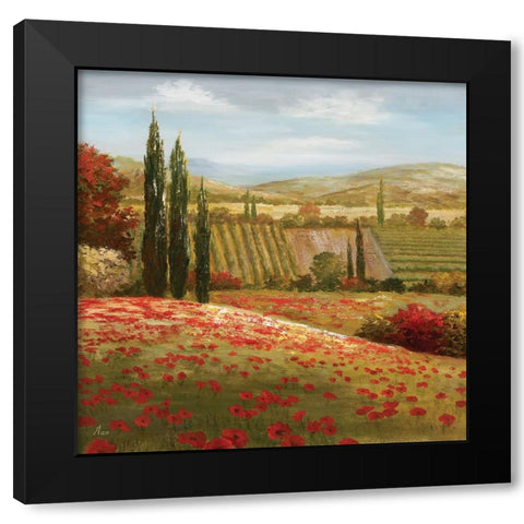 Tuscan Cypress I Black Modern Wood Framed Art Print with Double Matting by Nan