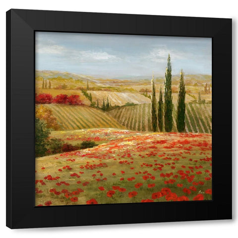 Tuscan Cypress II Black Modern Wood Framed Art Print with Double Matting by Nan