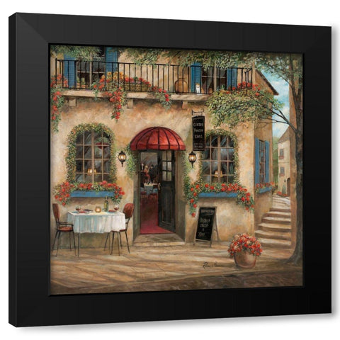 Centro Piazza Cafe Black Modern Wood Framed Art Print by Manning, Ruane