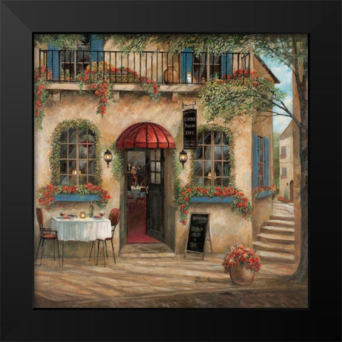 Centro Piazza Cafe Black Modern Wood Framed Art Print by Manning, Ruane