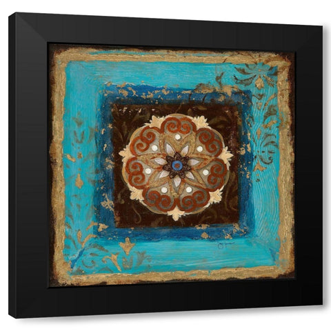 Exotic Medallion II Black Modern Wood Framed Art Print by Tava Studios