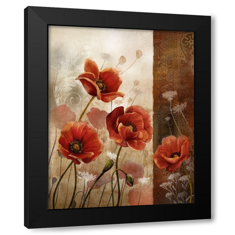 Wild Poppies II Black Modern Wood Framed Art Print by Knutsen, Conrad