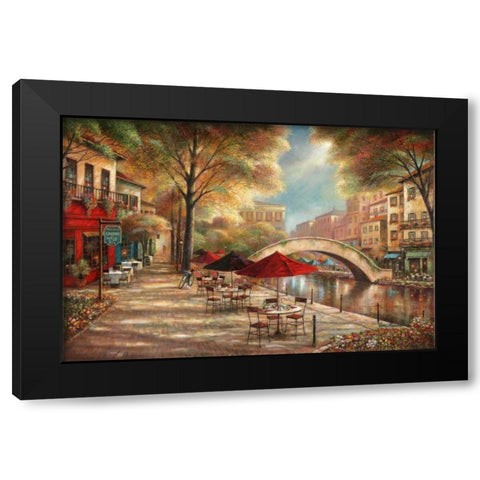 Riverwalk Charm Black Modern Wood Framed Art Print with Double Matting by Manning, Ruane