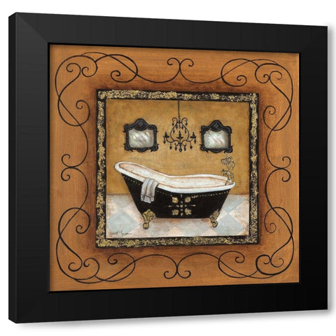 Gold Adorn Bath II Black Modern Wood Framed Art Print with Double Matting by Tava Studios