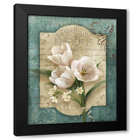 Marche aux Fleurs Black Modern Wood Framed Art Print by Knutsen, Conrad