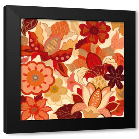 Vermilion Garden I Black Modern Wood Framed Art Print by Tava Studios