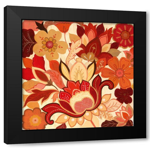 Vermilion Garden II Black Modern Wood Framed Art Print by Tava Studios