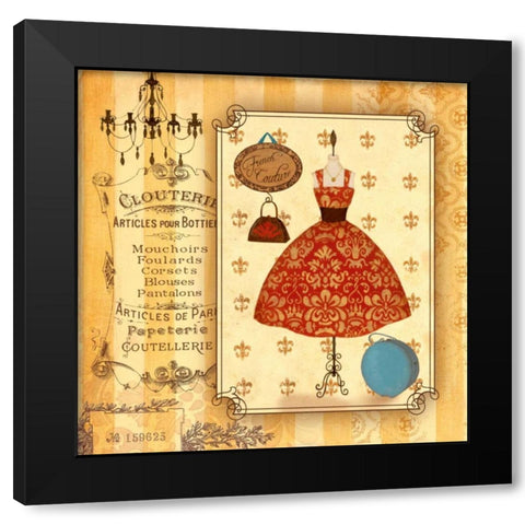 French Couture Black Modern Wood Framed Art Print by Carroll, Jane