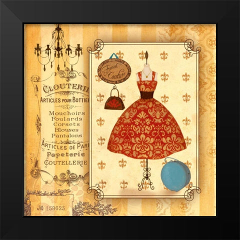 French Couture Black Modern Wood Framed Art Print by Carroll, Jane