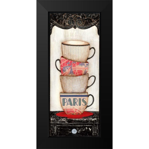 Coffee in Paris Black Modern Wood Framed Art Print by Tava Studios
