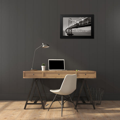 Bay Bridge at Night Black Modern Wood Framed Art Print by Reed, Aaron