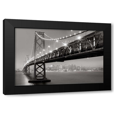 Bay Bridge at Night Black Modern Wood Framed Art Print by Reed, Aaron