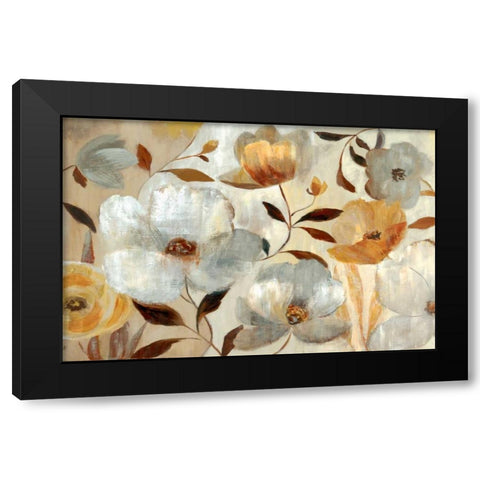 Golden Flower Black Modern Wood Framed Art Print with Double Matting by Nan