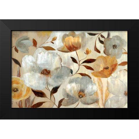 Golden Flower Black Modern Wood Framed Art Print by Nan