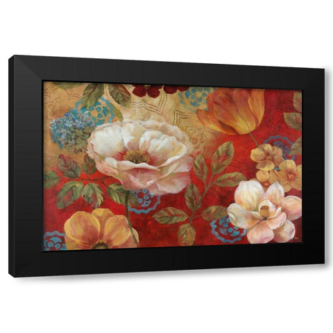 Lotus Blossoms Black Modern Wood Framed Art Print with Double Matting by Nan