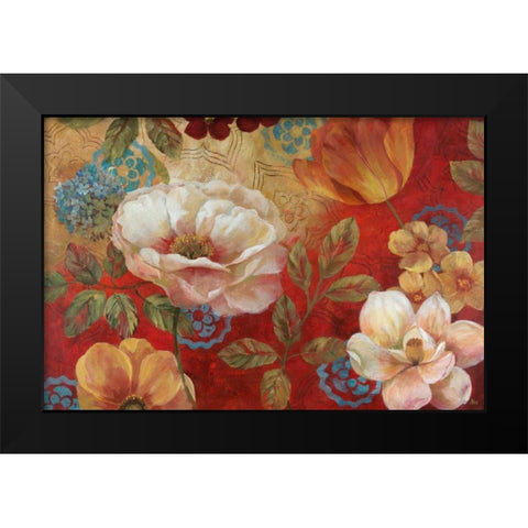 Lotus Blossoms Black Modern Wood Framed Art Print by Nan