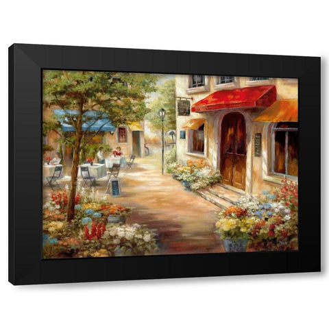 Cafe Afternoon Black Modern Wood Framed Art Print with Double Matting by Nan