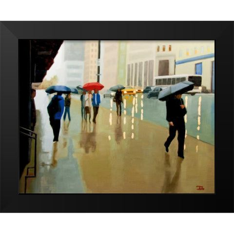 New York State Of Black Modern Wood Framed Art Print by Hamilton, Tate