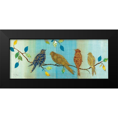 Bird Chat I Black Modern Wood Framed Art Print by Tava Studios