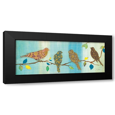 Bird Chat II Black Modern Wood Framed Art Print by Tava Studios