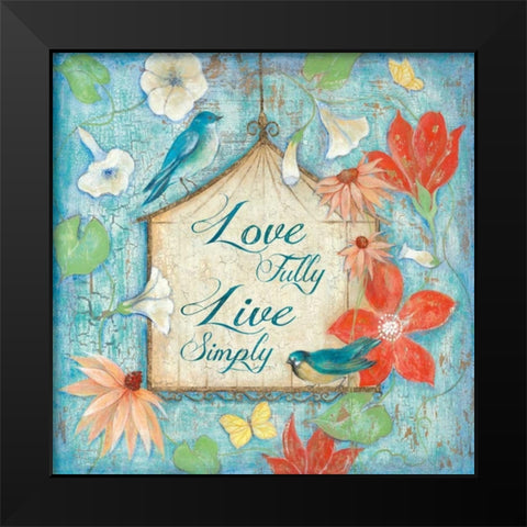 Love Fully Black Modern Wood Framed Art Print by Tava Studios