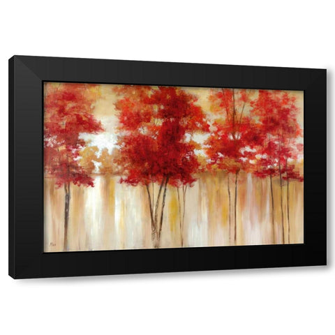 Red Trees Black Modern Wood Framed Art Print by Nan