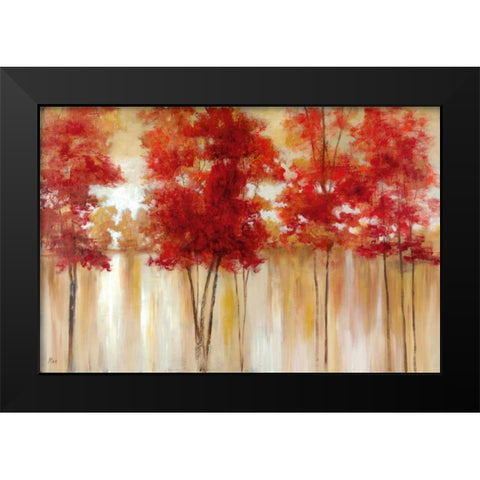 Red Trees Black Modern Wood Framed Art Print by Nan