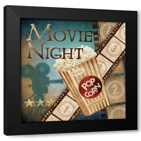 Movie Night Black Modern Wood Framed Art Print with Double Matting by Knutsen, Conrad