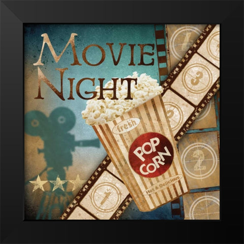 Movie Night Black Modern Wood Framed Art Print by Knutsen, Conrad