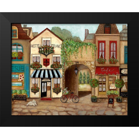 French Hotel Black Modern Wood Framed Art Print by Tava Studios
