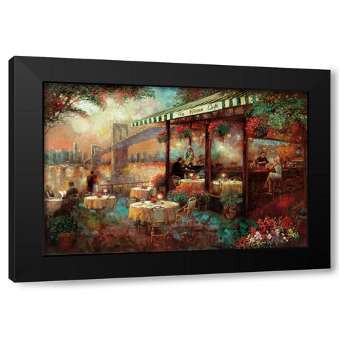 The River Cafe Black Modern Wood Framed Art Print with Double Matting by Manning, Ruane