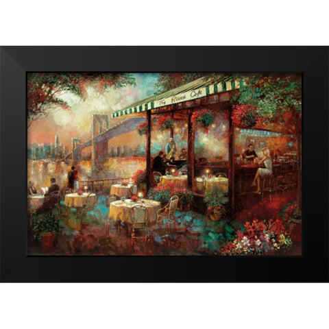 The River Cafe Black Modern Wood Framed Art Print by Manning, Ruane
