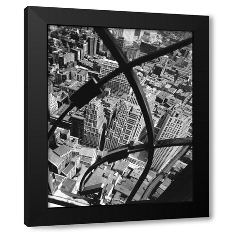 New York View Black Modern Wood Framed Art Print by F Rosenstiels Widow and Son