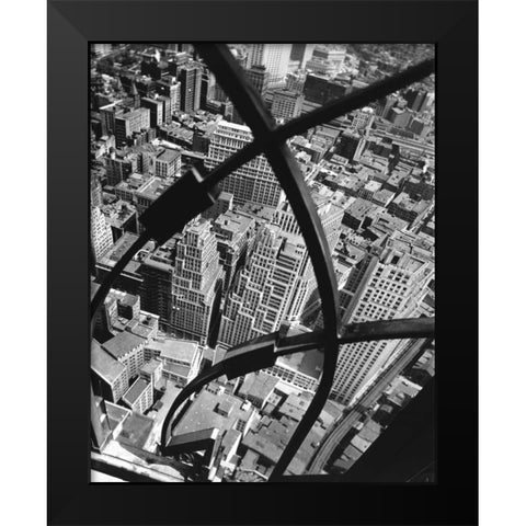 New York View Black Modern Wood Framed Art Print by F Rosenstiels Widow and Son
