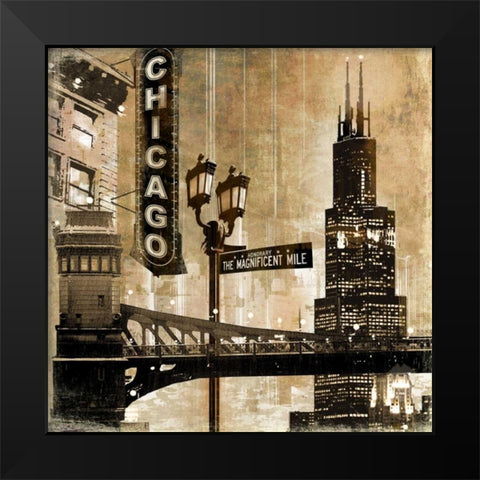 Chicago Black Modern Wood Framed Art Print by Donovan, Kelly