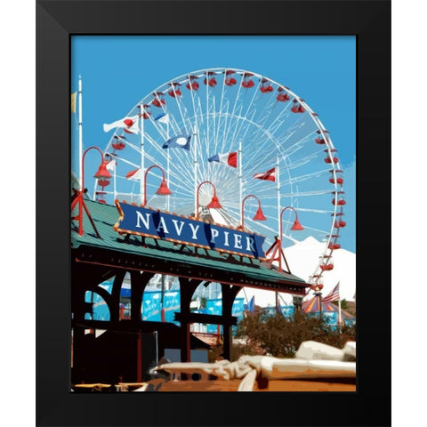 Navy Pier Black Modern Wood Framed Art Print by Donovan, Kelly