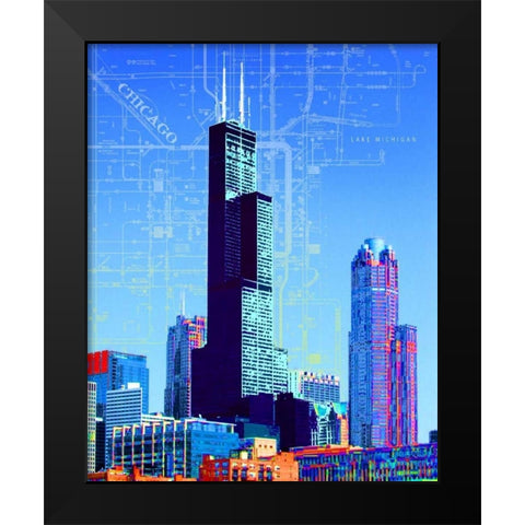 Willis Tower Black Modern Wood Framed Art Print by Donovan, Kelly