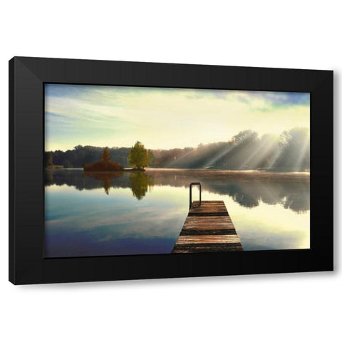 On Juniper Lake Black Modern Wood Framed Art Print with Double Matting by Weisz, Irene