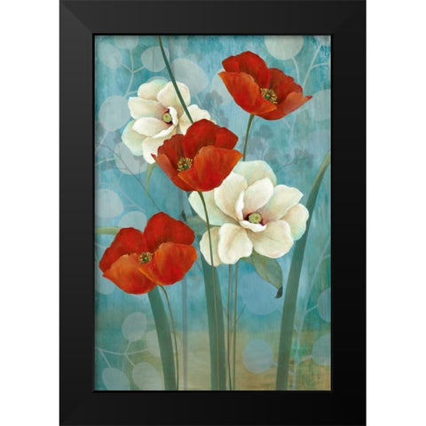 Touch of Red Black Modern Wood Framed Art Print by Tava Studios