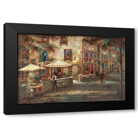 Courtyard Cafe Black Modern Wood Framed Art Print by Manning, Ruane