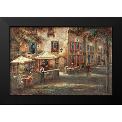 Courtyard Cafe Black Modern Wood Framed Art Print by Manning, Ruane