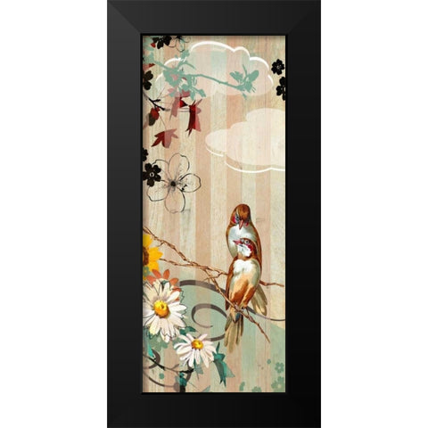 Vintage Love Birds I Black Modern Wood Framed Art Print by Donovan, Kelly