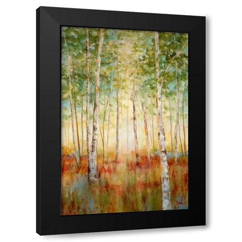 Birch Woods Black Modern Wood Framed Art Print with Double Matting by Nan