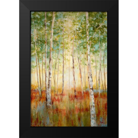 Birch Woods Black Modern Wood Framed Art Print by Nan