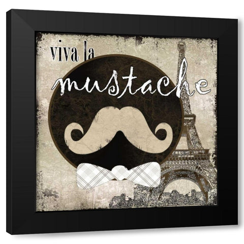 Viva La Mustache Black Modern Wood Framed Art Print with Double Matting by Robinson, Carol